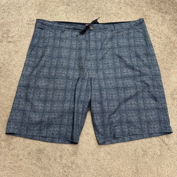 Micros Hybrid Skate Shorts Mens 42 Blue Plaid Flat Front Pockets Casual Outdoor - Picture 1 of 15